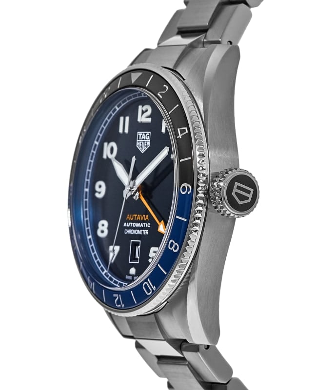  Shop Authentic Tag Heuer Autavia Cosc GMT Automatic Blue Dial Silver Steel Strap Watch for Men - WBE511A.BA0650 - Luxxuri