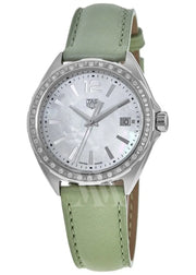  Shop Authentic Tag Heuer Formula 1 Quartz Diamonds Mother of Pearl Dial Green Leather Strap Watch for Women - WBJ131A.FC8249 - Luxxuri