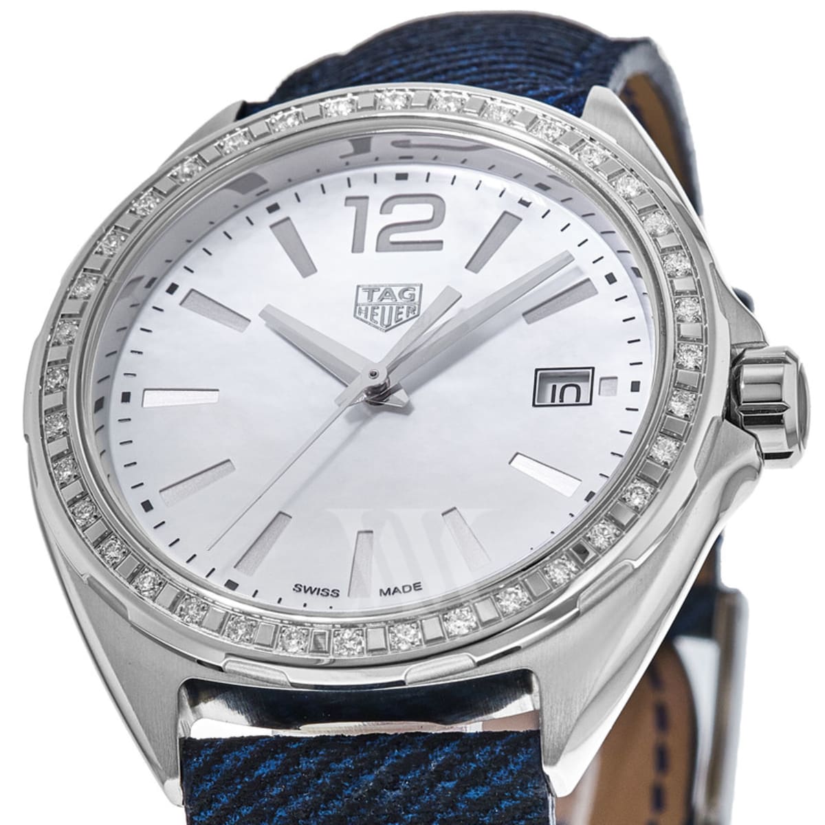  Shop Authentic Tag Heuer Formula 1 Quartz Diamonds Mother of Pearl Dial Blue Leather Strap Watch for Women - WBJ131A.FC8251 - Luxxuri
