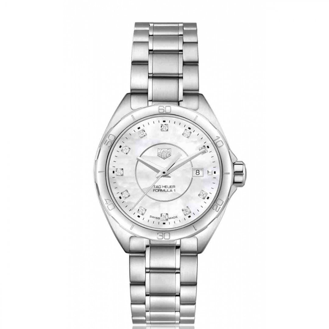  Shop Authentic Tag Heuer Formula 1 Diamonds Mother Of Pearl White Dial Silver Steel Strap Watch for Women - WBJ1419.BA0664 - Luxxuri