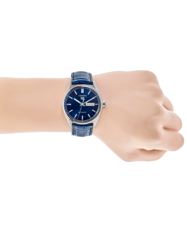  Shop Authentic Tag Heuer Carrera Day Date Blue Dial Blue Leather Strap Watch for Men - WBN2012.FC6502 - Luxxuri