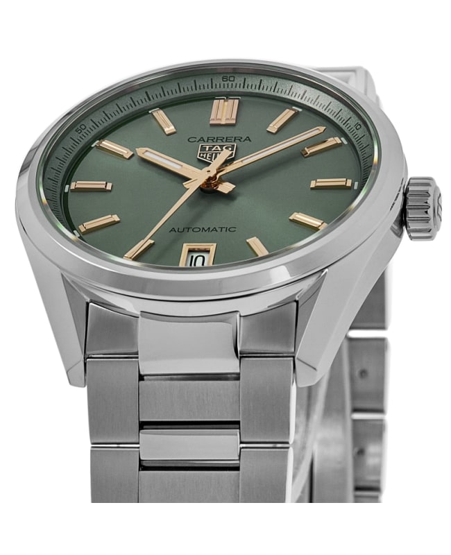  Shop Authentic Tag Heuer Carrera Date Automatic 18K Green Dial Silver Steel Strap Watch for Women - WBN2312.BA0001 - Luxxuri