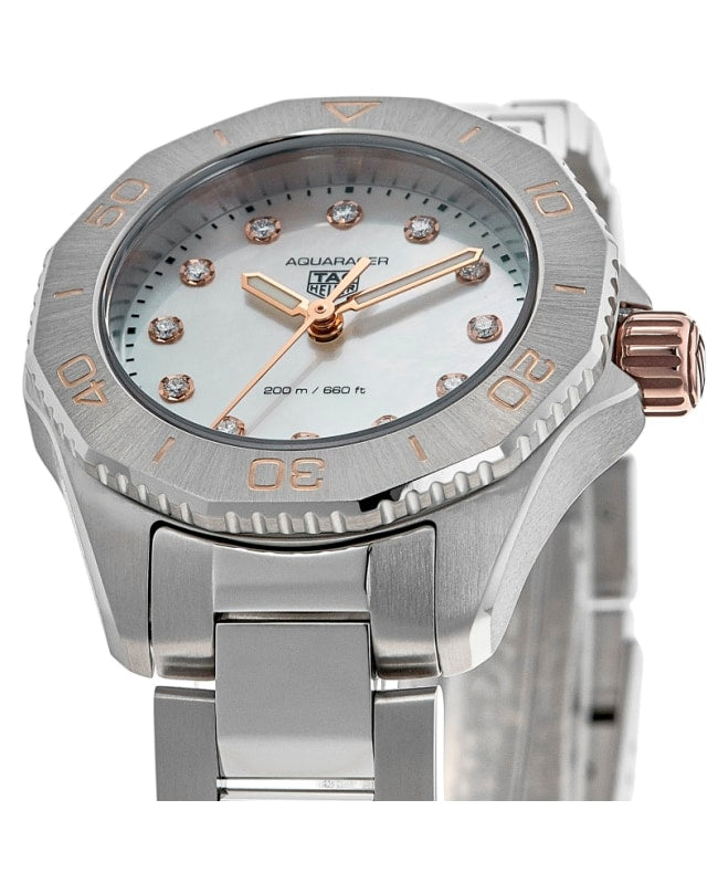  Shop Authentic Tag Heuer Aquaracer Professional 200 Quartz Diamonds White Dial Silver Steel Strap Watch for Women - WBP1450.BA0622 - Luxxuri