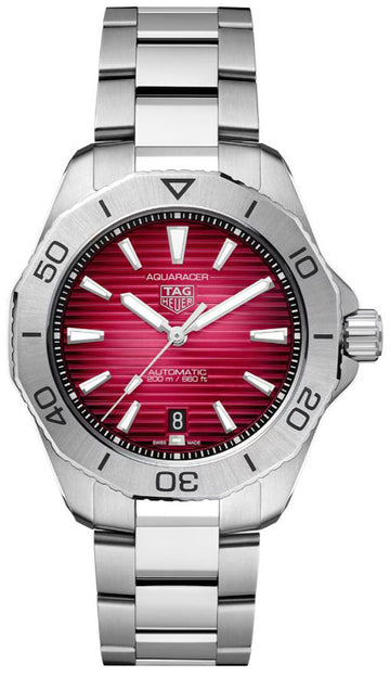  Shop Authentic Tag Heuer Aquaracer Professional 200 Automatic Red Dial Silver Steel Strap Watch for Men - WBP2114.BA0627 - Luxxuri