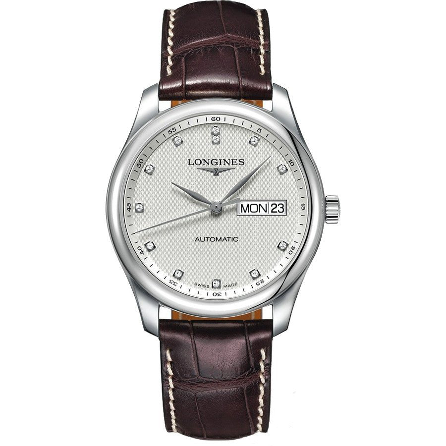  Shop Authentic Longines Master Collection Automatic 38.5mm Silver Diamond Dial Brown Leather Strap Watch for Men - L2.755.4.77.3 - Luxxuri