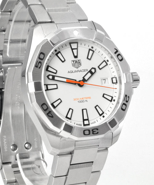  Shop Authentic Tag Heuer Aquaracer Quartz White Dial Silver Steel Strap Watch for Men - WBD1111.BA0928 - Luxxuri