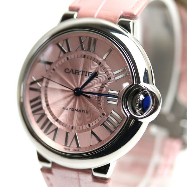  Shop Authentic Cartier Ballon Bleu De Cartier Pink Dial Pink Leather Strap Watch for Women - WSBB0007 - Luxxuri