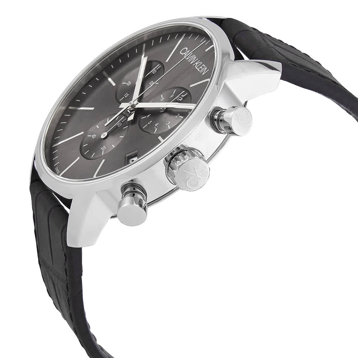  Shop Authentic Calvin Klein City Chronograph Black Dial Black Leather Strap Watch for Men - K2G271C3 - Luxxuri