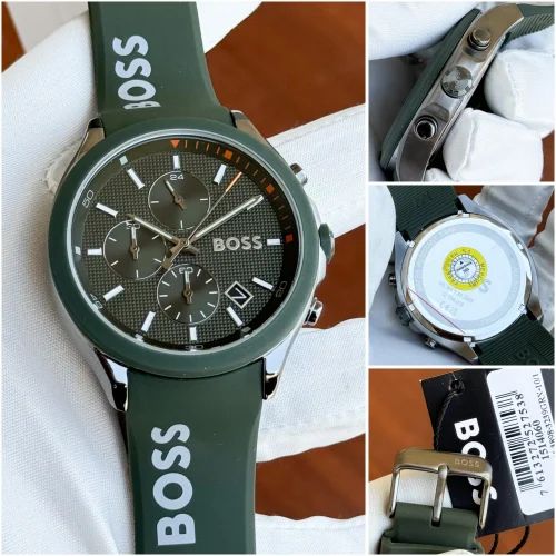  Shop Authentic Hugo Boss Velocity Chronograph Green Dial Green Rubber Strap Watch For Men - 1514060 - Luxxuri
