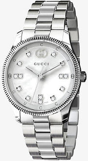  Shop Authentic Gucci G Timeless Diamonds White Dial Silver Steel Strap Watch for Women - YA1265064 - Luxxuri