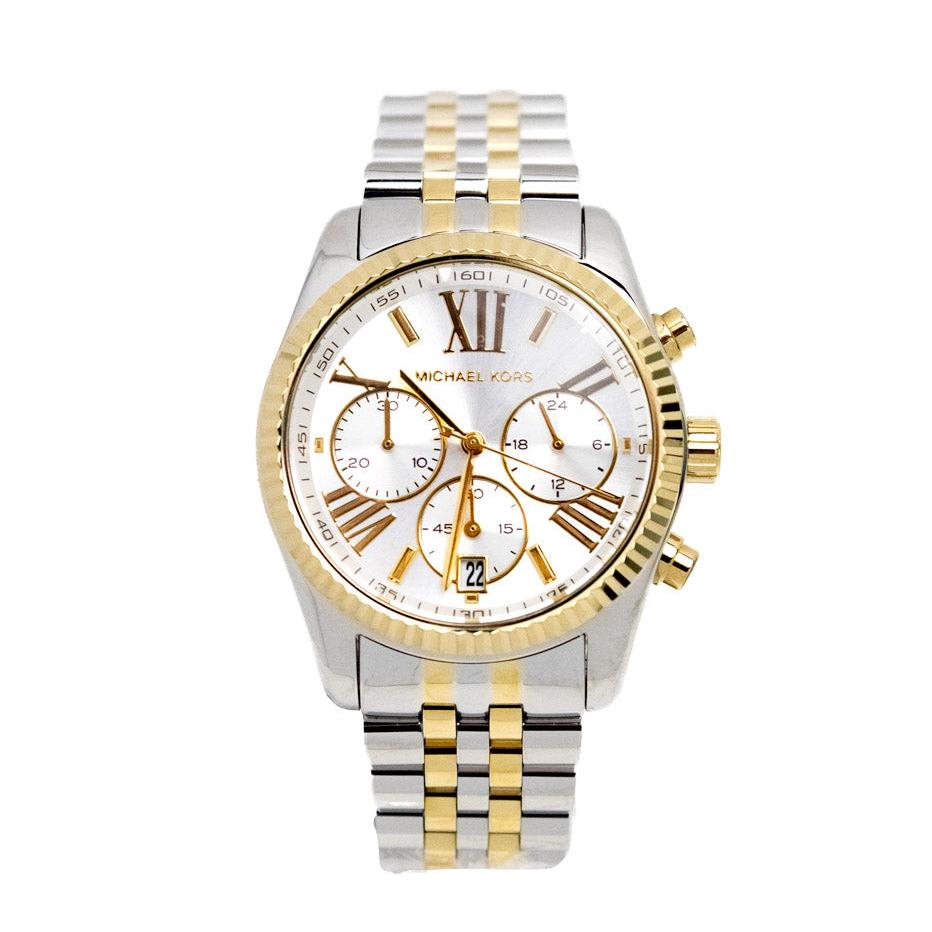  Shop Authentic Michael Kors Lexington Silver Dial Two Tone Steel Strap Watch for Women - MK5955 - Luxxuri