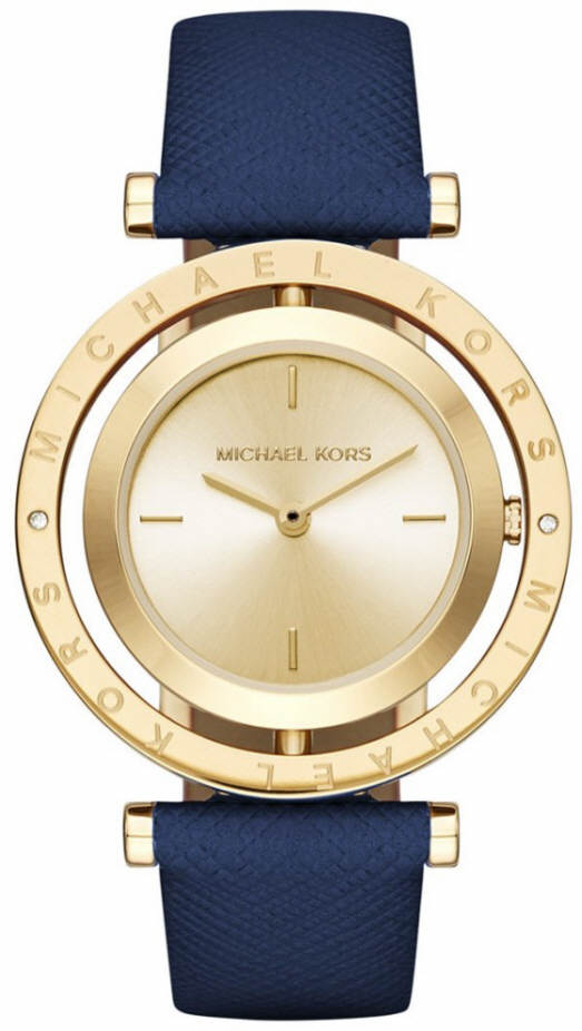  Shop Authentic Michael Kors Averi Gold Dial Navy Blue Leather Strap Watch for Women - MK2526 - Luxxuri