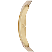  Shop Authentic Burberry Pioneer Gold Dial Haymarket Beige Leather Strap Watch for Women - BU9509 - Luxxuri