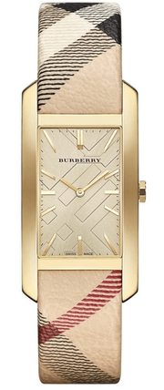 Shop Authentic Burberry Pioneer Gold Dial Haymarket Beige Leather Strap Watch for Women - BU9509 - Luxxuri
