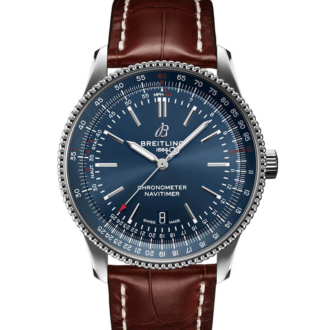  Shop Authentic Breitling Navitimer 1 Automatic 41mm Blue Dial Brown Steel Strap Watch for Men - A17326161C1P1 - Luxxuri