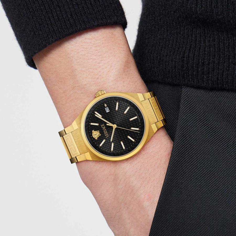  Shop Authentic Versace V-Auria Quartz Black Dial Gold Steel Strap Watch for Men - VE0F00525 - Luxxuri