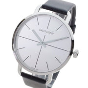  Shop Authentic Calvin Klein Even Silver Dial Black Leather Strap Watch for Men - K7B211CY - Luxxuri