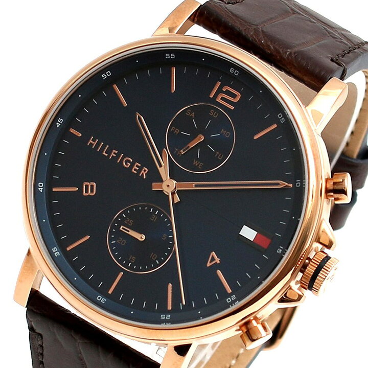  Shop Authentic Tommy Hilfiger Daniel Blue Dial Brown Leather Strap Watch for Men - 1710418 - Luxxuri
