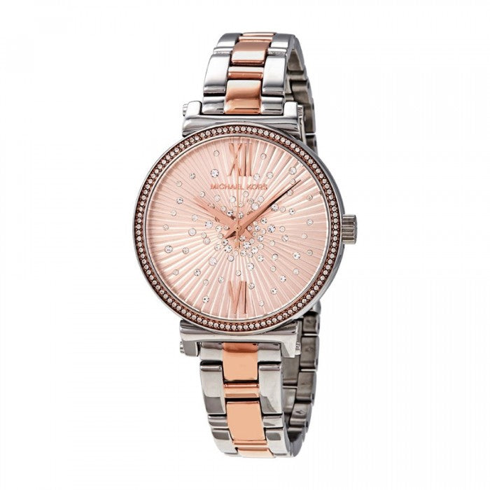  Shop Authentic Michael Kors Sofie Quartz Rose Gold Dial Two Tone Steel Strap Watch For Women - MK3972 - Luxxuri