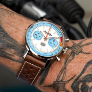  Shop Authentic Breitling Top Time Deus Limited Edition White Dial Brown Leather Strap Watch for Men - A233112A1A1X1 - Luxxuri