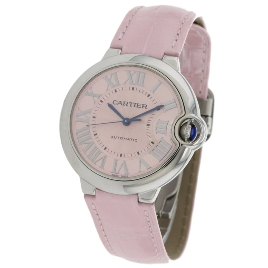  Shop Authentic Cartier Ballon Bleu De Cartier Pink Dial Pink Leather Strap Watch for Women - WSBB0007 - Luxxuri