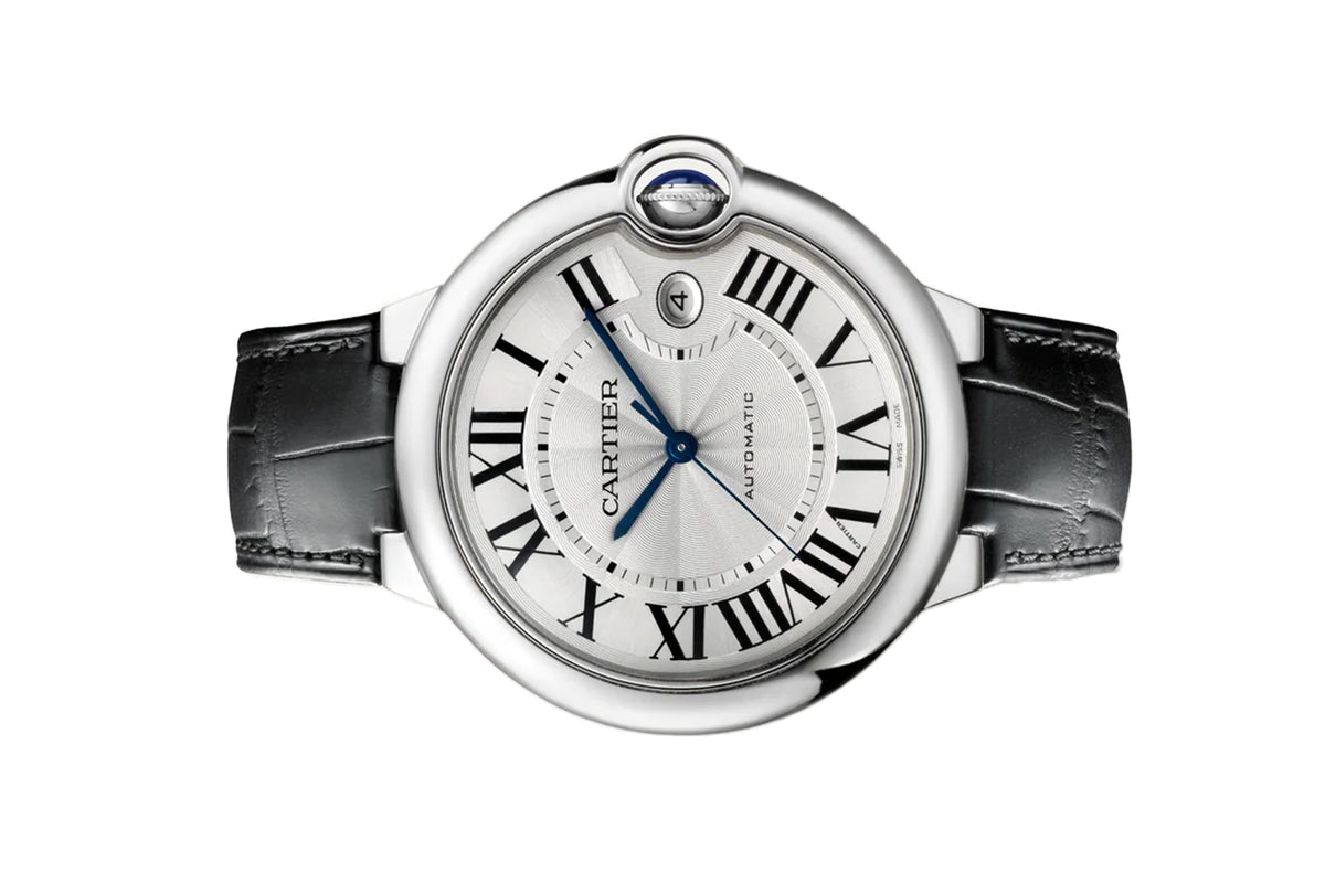  Shop Authentic Cartier Ballon Bleu de Cartier Silver Dial Black Leather Strap Watch for Men - WSBB0026 - Luxxuri