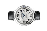  Shop Authentic Cartier Ballon Bleu de Cartier Silver Dial Black Leather Strap Watch for Men - WSBB0026 - Luxxuri