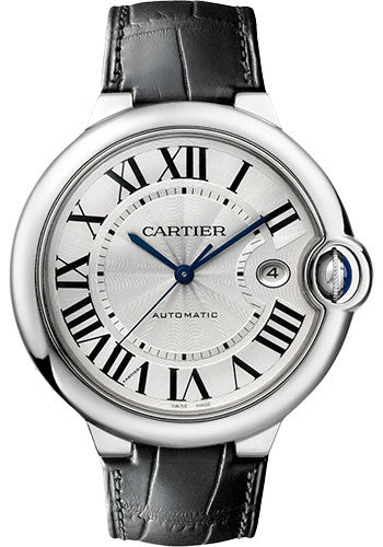  Shop Authentic Cartier Ballon Bleu de Cartier Silver Dial Black Leather Strap Watch for Men - WSBB0026 - Luxxuri