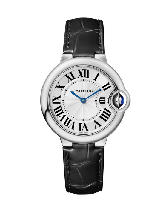 Shop Authentic Cartier Ballon Bleu De Cartier Silver Dial Black Leather Strap Watch for Women - WSBB0028 - Luxxuri