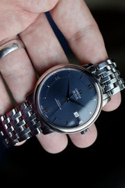  Shop Authentic Omega De Ville Prestige Co-Axial Orbis Blue Dial Silver Steel Strap Watch for Men - 424.10.40.20.03.001 - Luxxuri