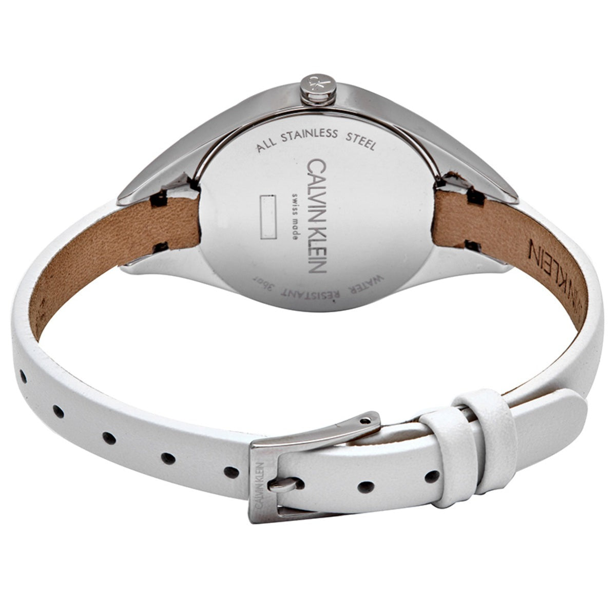  Shop Authentic Calvin Klein Rebel White Dial White Leather Strap Watch for Women - K8P231L6 - Luxxuri