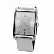  Shop Authentic Calvin Klein Window White Dial White Leather Strap Watch for Men - K2M21120 - Luxxuri