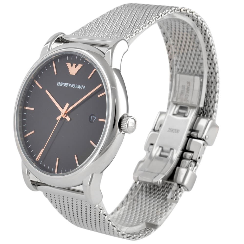  Shop Authentic Emporio Armani Luigi Analog Black Dial Silver Mesh Bracelet Watch For Men - AR11272 - Luxxuri