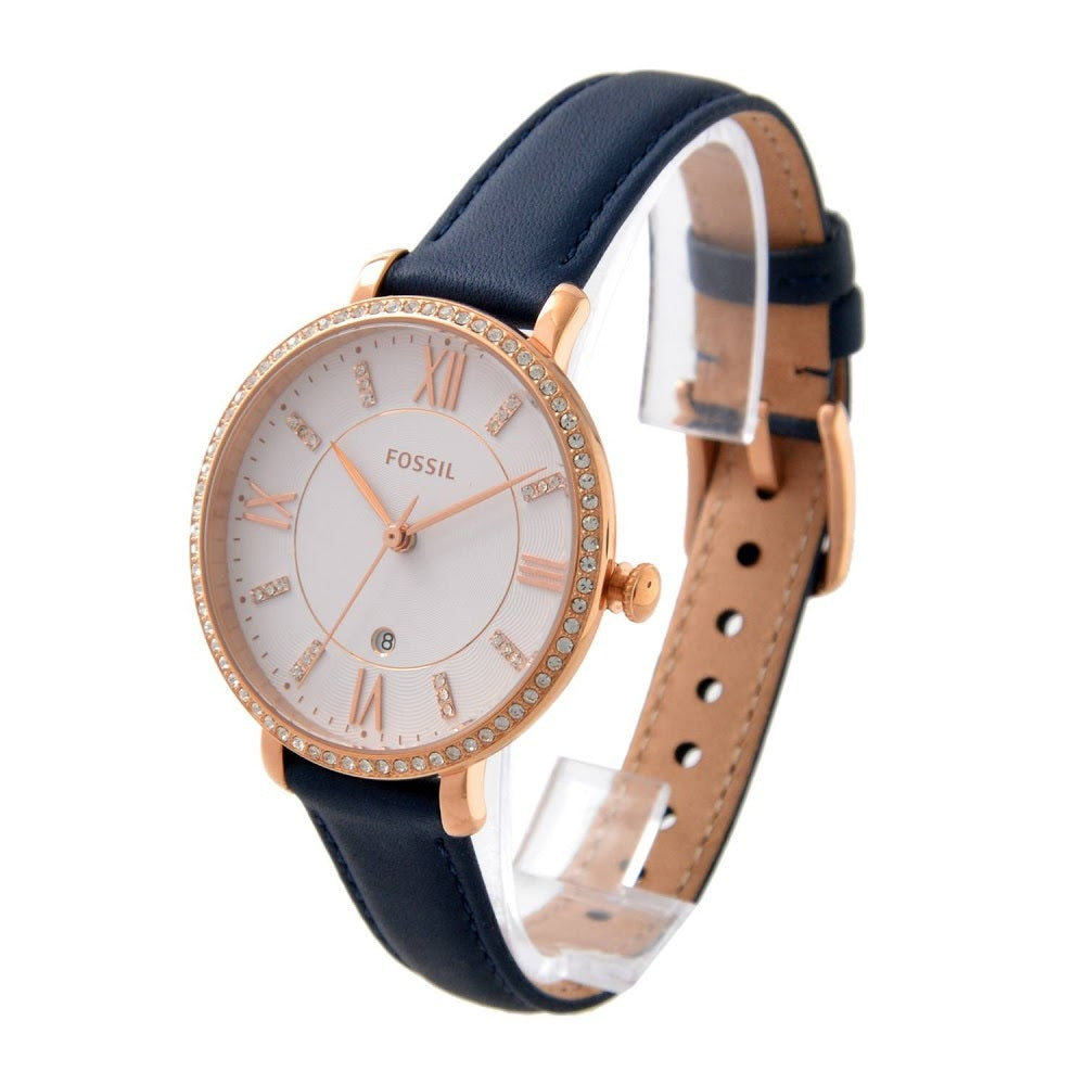  Shop Authentic Fossil Jacqueline White Dial Blue Leather Strap Watch for Women - ES4291 - Luxxuri