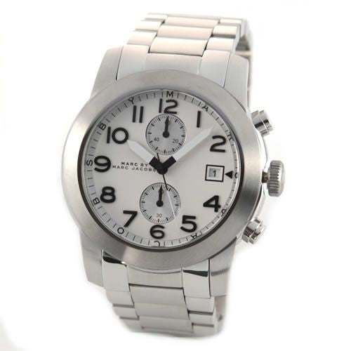  Shop Authentic Marc Jacobs Larry Chronograph White Dial Silver Steel Strap Watch for Men - MBM5030 - Luxxuri