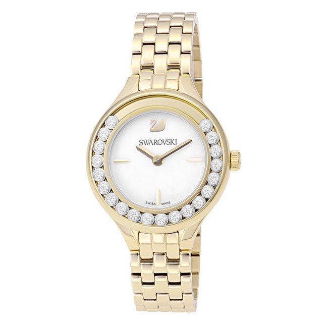  Shop Authentic Swarovski Lovely Crystals White Dial Gold Steel Strap Watch for Women - 5242895 - Luxxuri