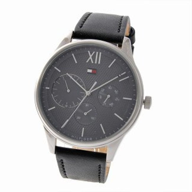  Shop Authentic Tommy Hilfiger Damon Multifunction Black Dial Black Leather Strap Watch for Men - 1791417 - Luxxuri