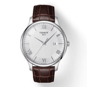  Shop Authentic Tissot T Classic Tradition Silver Dial Brown Leather Strap Watch For Men - T063.610.16.038.00 - Luxxuri