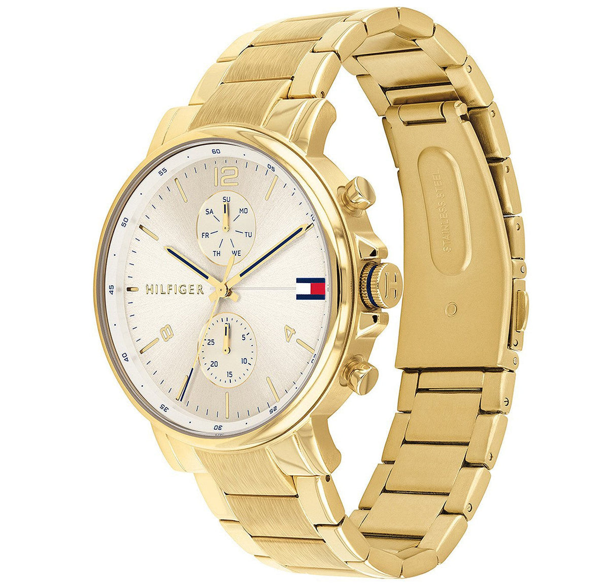  Shop Authentic Tommy Hilfiger Daniel White Dial Gold Steel Strap Watch for Men - 1710415 - Luxxuri