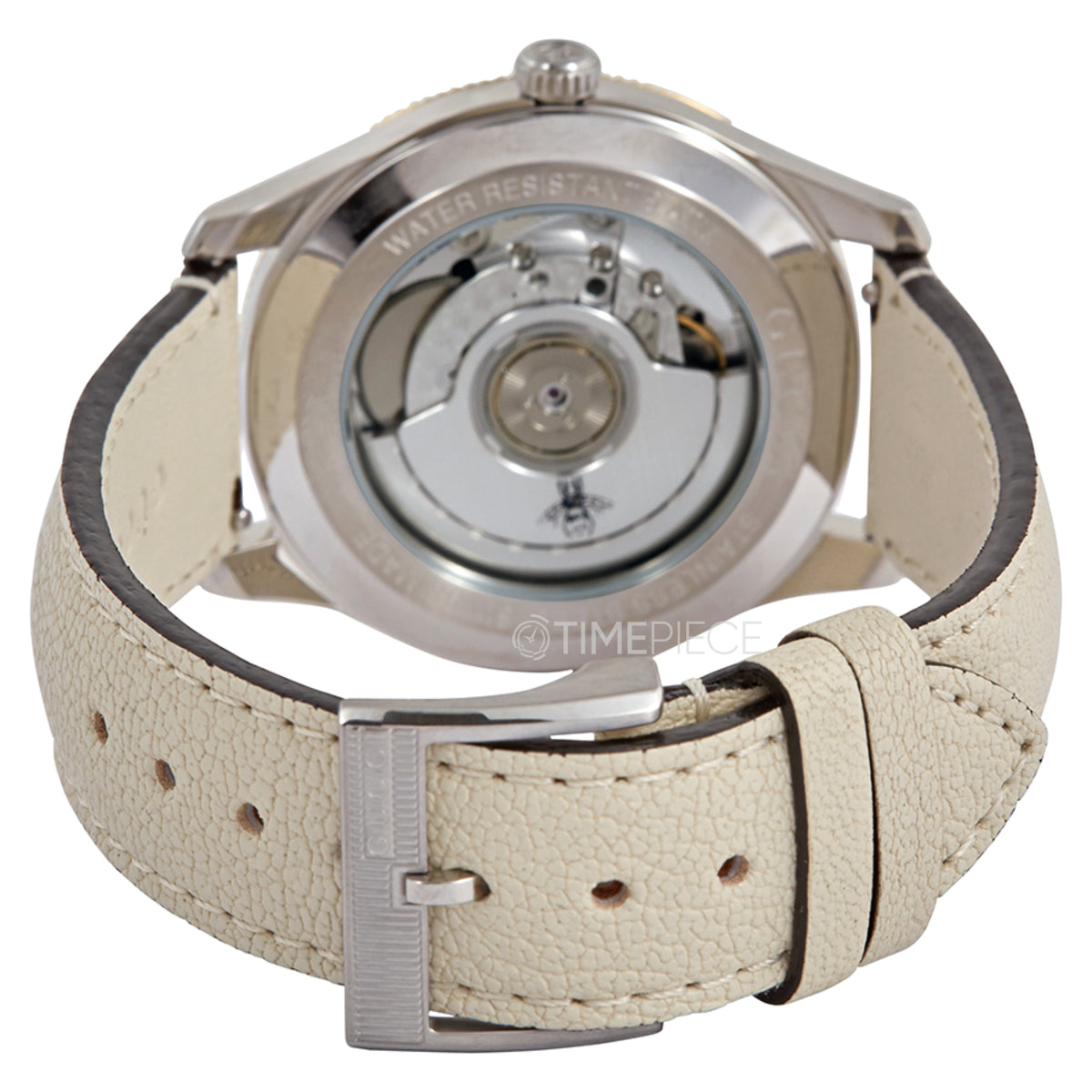  Shop Authentic Gucci G Timeless Automatic Silver Dial Beige Leather Strap Watch For Men - YA126348 - Luxxuri