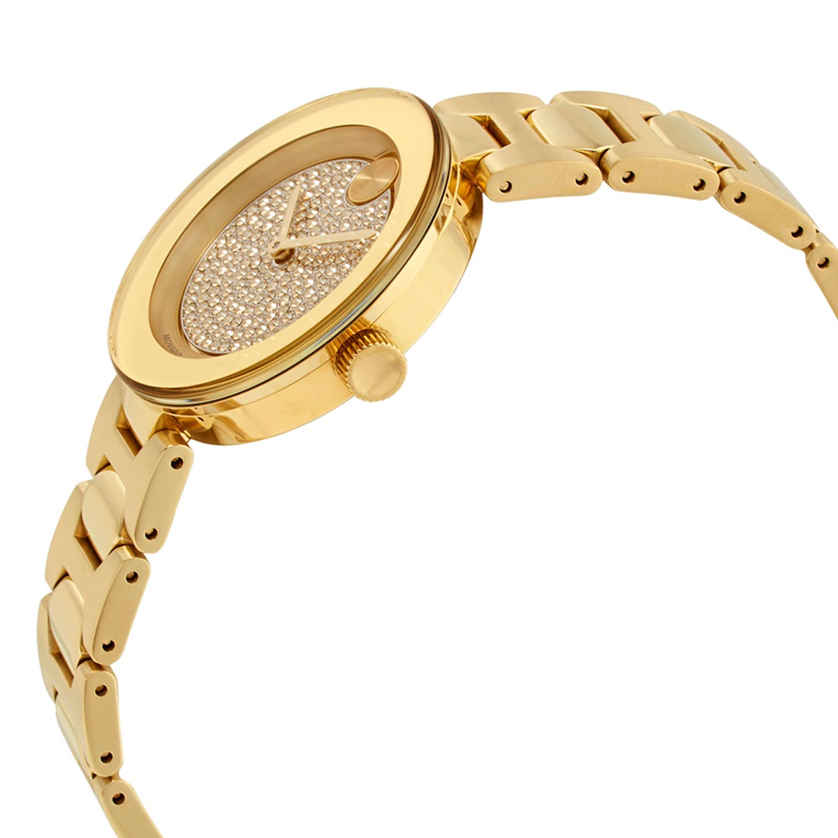  Shop Authentic Movado Bold Crystal Gold Dial Gold Steel Strap Watch For Women - 3600492 - Luxxuri