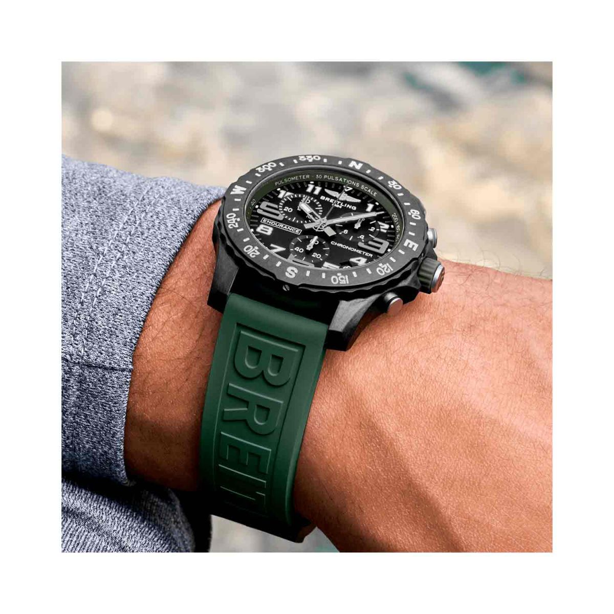  Shop Authentic Breitling Endurance Pro Black Dial Green Rubber Strap Watch for Men - X82310D31B1S1 - Luxxuri