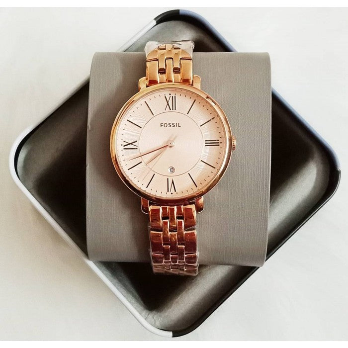  Shop Authentic Fossil Jacqueline Rose Gold Dial Rose Gold Steel Strap Watch for Women - ES3435 - Luxxuri