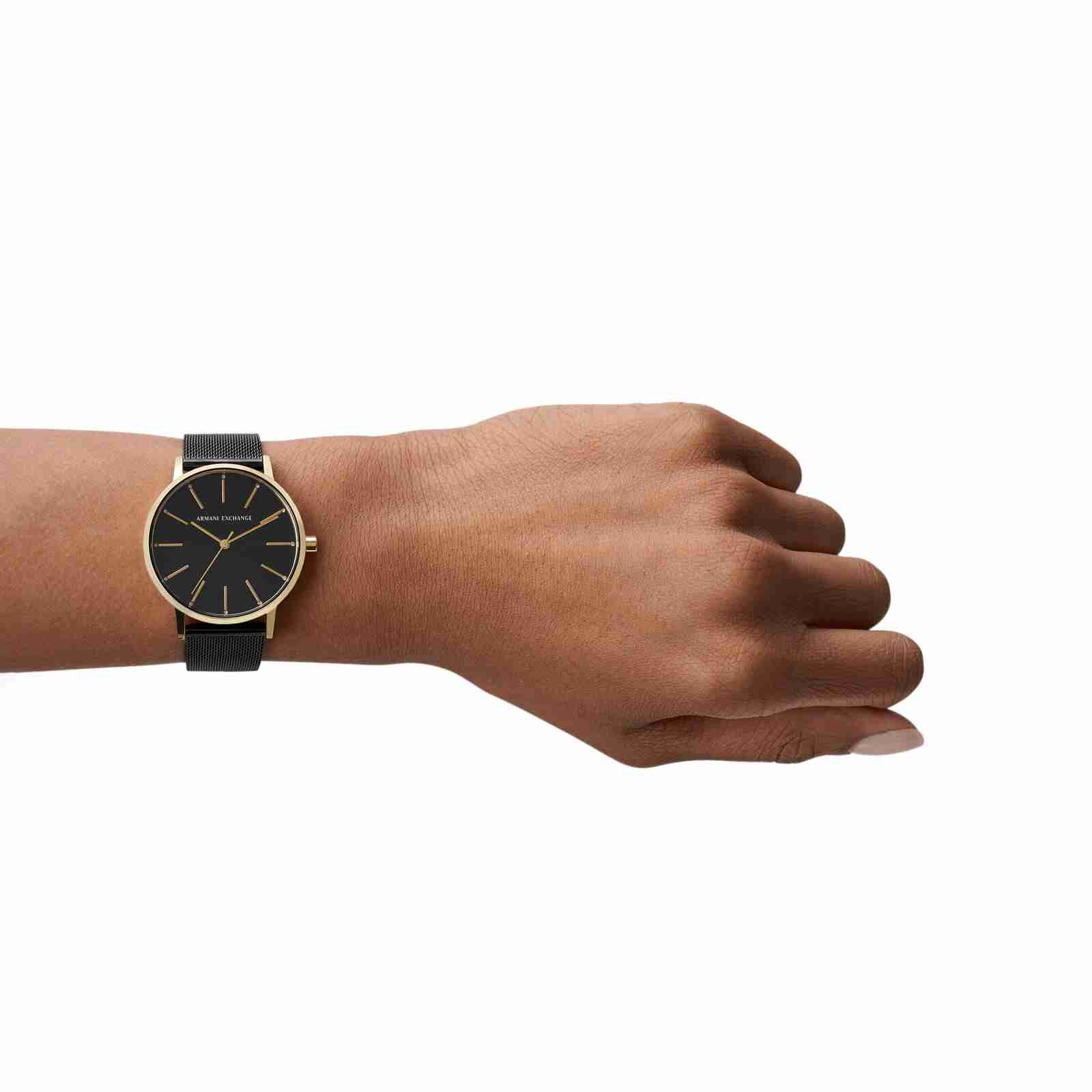  Shop Authentic Armani Exchange Lola Three Hand Black Dial Black Mesh Strap Watch For Women - AX5548 - Luxxuri