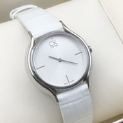  Shop Authentic Calvin Klein Skirt White Dial White Leather Strap Watch for Women - K2U231K6 - Luxxuri