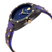  Shop Authentic Versace Shadov Quartz Black Dial Blue Leather Strap Watch for Men - VEBM00418 - Luxxuri