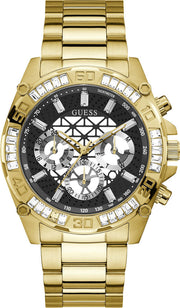  Shop Authentic Guess Trophy Diamonds Black Dial Gold Steel Strap Watch for Men - GW0390G2 - Luxxuri