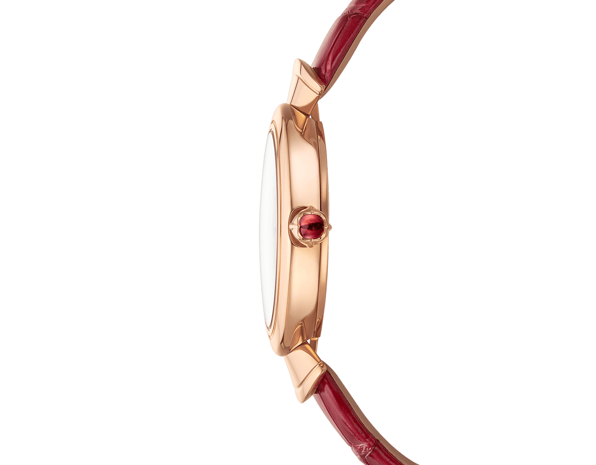  Shop Authentic Bvlgari Divas Dream Diamonds Mother of Pearl Dial Red Leather Strap Watch for Women - DREAM102840 - Luxxuri