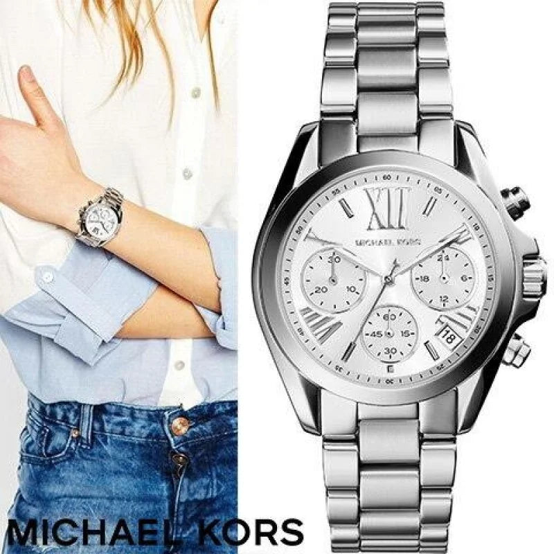  Shop Authentic Michael Kors Bradshaw  Chronograph Silver Dial Silver Steel Strap Watch for Women - MK6174 - Luxxuri
