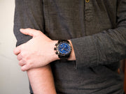  Shop Authentic Versace V-Ray Chronograph Quartz Blue Dial Black Steel Strap Watch For Men - VE2I00521 - Luxxuri